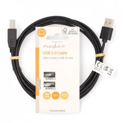 NEDIS CCGL60101BK20 Καλώδιο USB High-Speed A αρσ. - USB B αρσ., 2m
